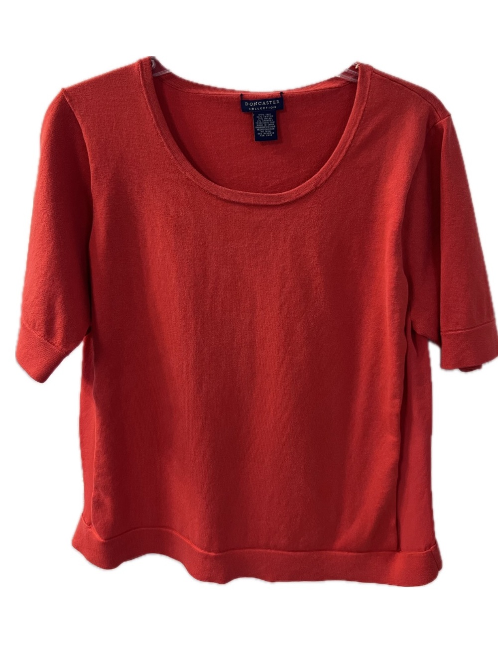 Doncaster Bright Coral-Red Short Sleeve Crewneck Top